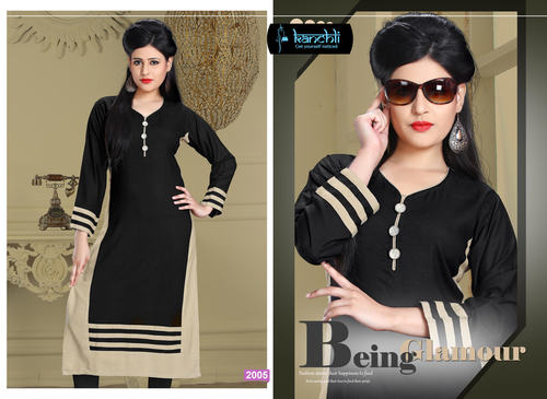 Fancy Ladies Kurtis - Rayon Material, Length 1066.8mm | Casual & Ethnic Style for Girls, Available in L, XL, XXL Sizes