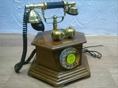 6 Corner Wooden Antique Telephone