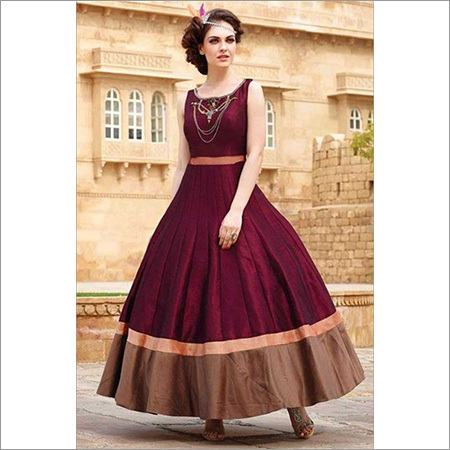 Partywear Silk Handworked Gown