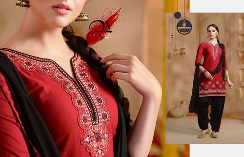 Red & Black Buy Readymade Patiyala Salwar Kameez Online