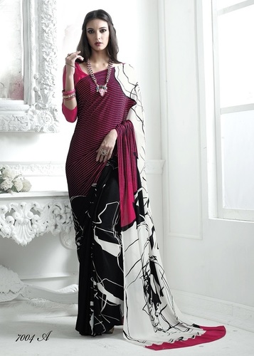 Designer Crepe Silk Saree - Multi Colored, Printed Fabric | Bollywood Style Elegance