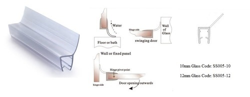 Bottom Magnetic Glass Door Seal - PVC Material, 2.2m & 3.0m Lengths | Clear Color, 10mm & 12mm Thickness, Individually Packaged