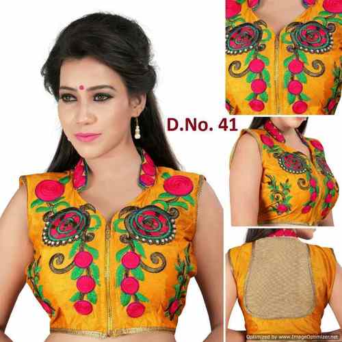 Yellow And Mix Embroidered Blouse