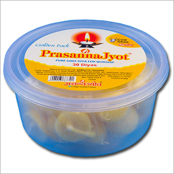 Golden Pack Cow Ghee Diya - Cow Ghee, Blue Plastic Container | 30-Minute Burn, Ash-Free, Meditation Aid