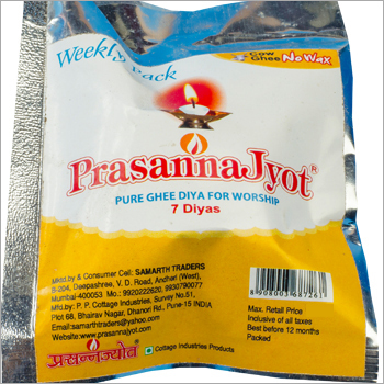 Weekli Pack (7 Diya) Cow Ghee - Cow Ghee, 12 Hour Burn Time | 7 Days, Sealed Foil Pack, Easy Lighting, Religious Use