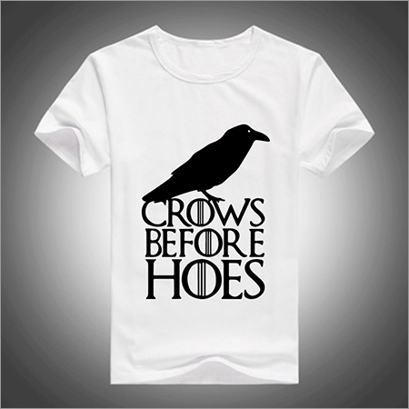 Round Collar Mens T-Shirt - Cotton, Various Sizes, White | Soft Fabric, Stylish Design, Comfortable Fit, Durable Material, Cool Graphic Print