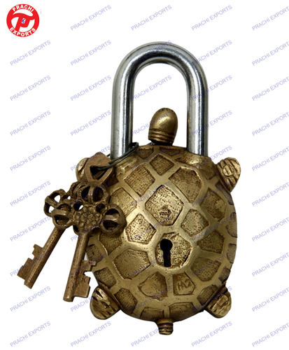 Golden Lock W/ Designer Key Turtle Shape