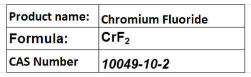 Chromium Fluoride - Blue-Green Solid CrF2 3.8 g/cmÂ³ Melting Point 1100 Â°C | High Purity Versatile Reagent Sparingly Soluble in Water