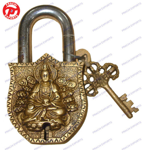Golden Lock W/ Keys Lotus Kwanyin Design