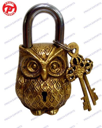 Golden Lock W/ Keys Owl Design