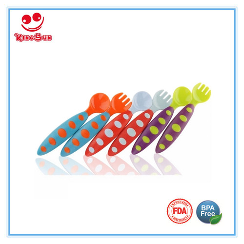 Colorful Plastic Toddler Spoon And Fork Set - BPA Free PP & TPR 14.8x4.1x1.3cm Colorful or Custom | Non-Stick Friendly FDA Approved Heat Resistant