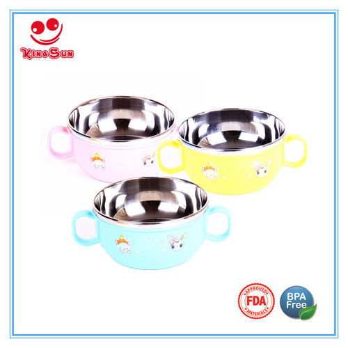 Blue/Pink/Yellow Or Customized Stainless Steel Dinner Bowls For Infant
