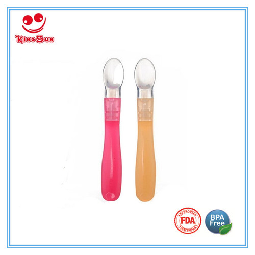 Orange Newborn Soft Silicone Spoon For Baby