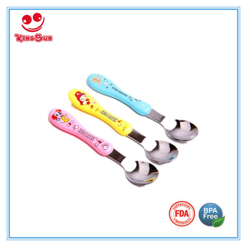 Stainless Steel Baby Feeding Spoons - 15.5x2.5cm | Nontoxic Silicone & Safe Cartoon Designs, Heat Resistant, Odorless, Easy to Clean