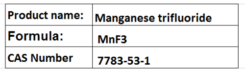 Manganese Trifluoride - Red/Purplish Solid 3.54 g/cmÂ³ | Fluorination Agent Hydrocarbon Conversion Forms Hydrates