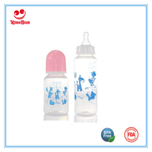 Transparent 8Oz Straight Shape Baby Milk Feeding Bottle
