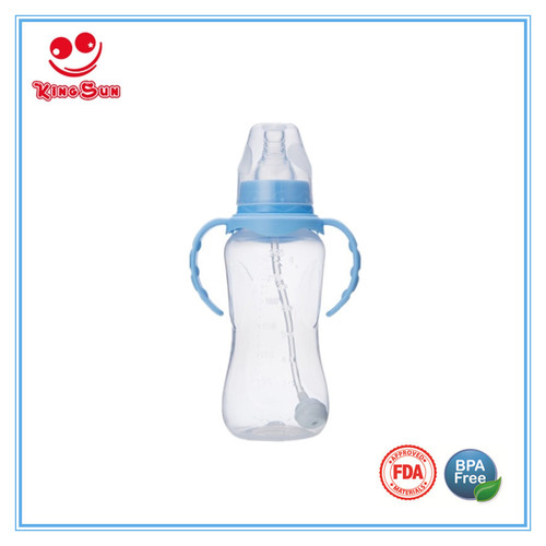 Transparent Normal Neck Pp Baby Milk Bottle With Straw And Handle