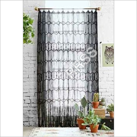 Black Macrame Cotton Panel