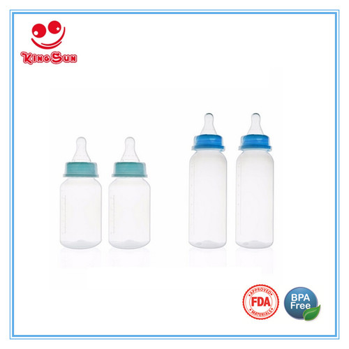 Transparent Plastic Infant Nursing Bottle With Silicone Nipple Straight Shape 4 Oz/8 Oz