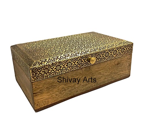 Wooden & Brass Elegant Box Organizer