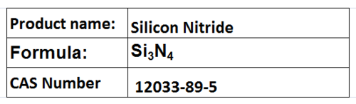 Silicon Nitride - Si3N4 White, Density 3.44 g/cm3 | High Strength, High Hardness, Chemical Inertness, High Melting Point, Thermodynamic Stability