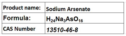 Sodium Arsenate Dodecahydrate - White Solid, H24Na3AsO16 | High Purity, Water Soluble, Industrial Grade, Highly Toxic