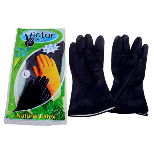 Orange & Black Natural Latex Gloves