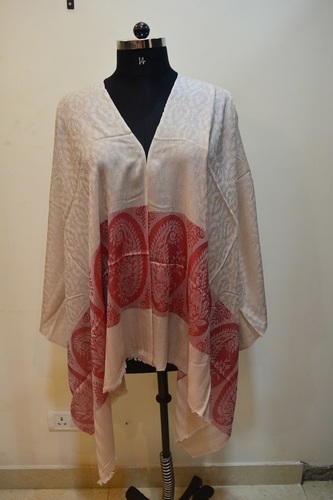 White And Pink Cashmere Guff Paisley Border Scarve