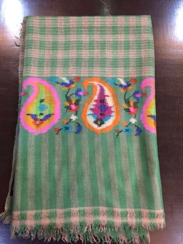 Green Stylish Pashimna Towel Kani Border Scarves