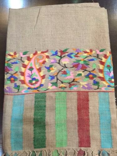 Khaki Mix Color Pashmina Designer Towel Kani Border Scarves