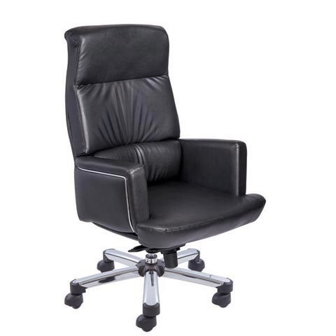 Mavi High Back Chair - Leatherite Upholstery, Chrome Plated Metal Base | Modern Design with Cushioned Arms and Ergonomic Gas Lift
