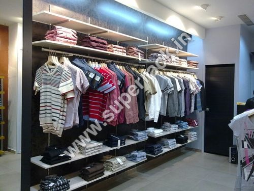 Garment Rack - Mild Steel, 80x37x175 Cm, Matte Black | Adjustable Height 970.28 - 1651 Mm, Heavy Duty For Supermarkets And Warehouses