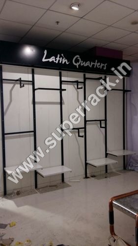 Garment Rack - Mild Steel and Glass, 80x37x175 cm Dimensions | Adjustable Height 970.28 - 1651 mm for Supermarket and Warehouse Use
