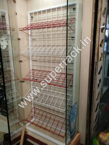 Supermarket Racks - 40 x 80 x 2.0 mm, White and Red Durable Design | Light Duty Single Sided Shelving, 5-7 Feet Height, Plating Surface Treatment, 150 kg Weight