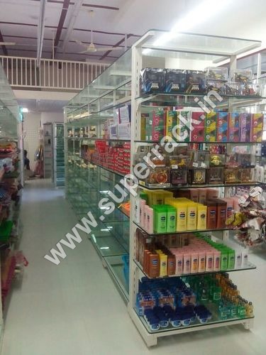 Gift and Grocery Rack - Glass, 44x22.5x67.5 cm, Transparent | Ideal for Shopping Malls and Supermarkets, 5-7 Foot Height, Heavy-duty Design