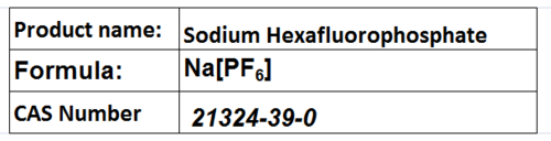 Sodium Hexafluorophosphate - White Powder, NaPF6, CAS 21324-39-0 | High Purity, Chemical Stability, Electrolyte for Lithium-Ion Batteries