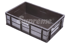 600x400 Series Crates - Polypropylene 600x400x75-600x400x485 mm Sizes Black Color 2-Way Entry Lightweight and Sturdy Design
