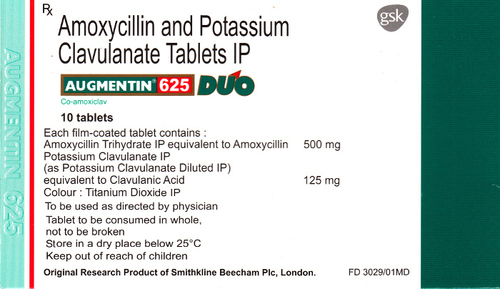 AUGMENTIN - 500/875 MG Tablets | Amoxicillin & Clavulanate Potassium, Effective Antibiotic Treatment for Bacterial Infections