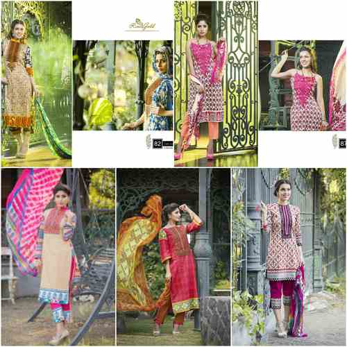 Satin Cotton Suits with Embroidery