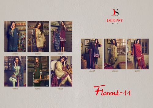 Glace Cotton Suits with embroidery