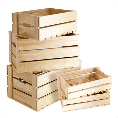 Wooden Crate - Durable Wooden Material, Lightweight & Alluring Design | Enhanced Storage Space, Capsule-Shaped Handles