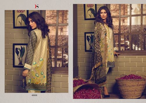 Fashion Salwar Kameez - Glace Cotton Top, Semi Lawn Bottom 2.7m, Beige, Chiffon Dupatta | Lightweight, Smooth Texture, Wrinkle-Free, Elegant Design