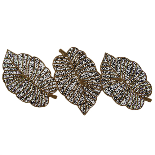Gloden Bead Leaves Design Table Runner