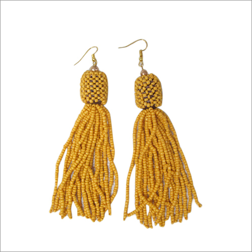 Seed Bead Long Earing Yellow