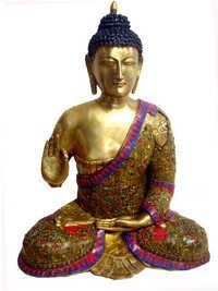Buddha Sitting W/Out In Tiger Stone & Wire Beed