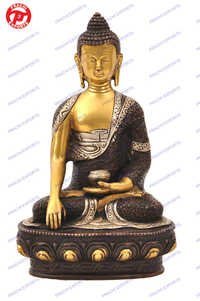 Buddha Sitting Sakyamuni W/ Deer On Base
