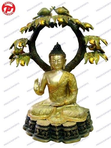 Buddha Under Tree In Antique Brown