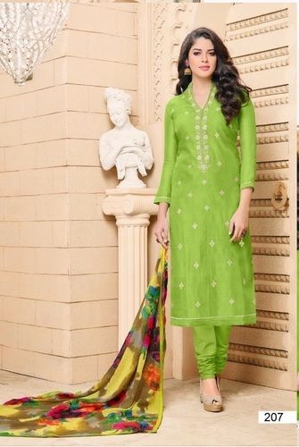 Green Designer Party Wear Cotton Salwar Kameez