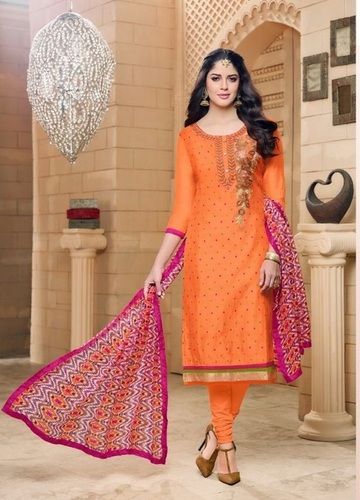 Orange Exclusive Party Wear Designer Cotton Salwar Kameez