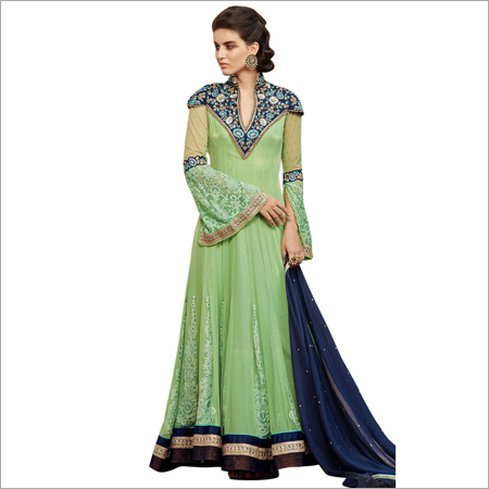 Green And Blue Georgette Anarkali Suit